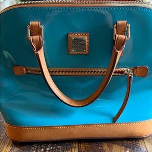 Dooney & Bourke Blue and Tan Satchel